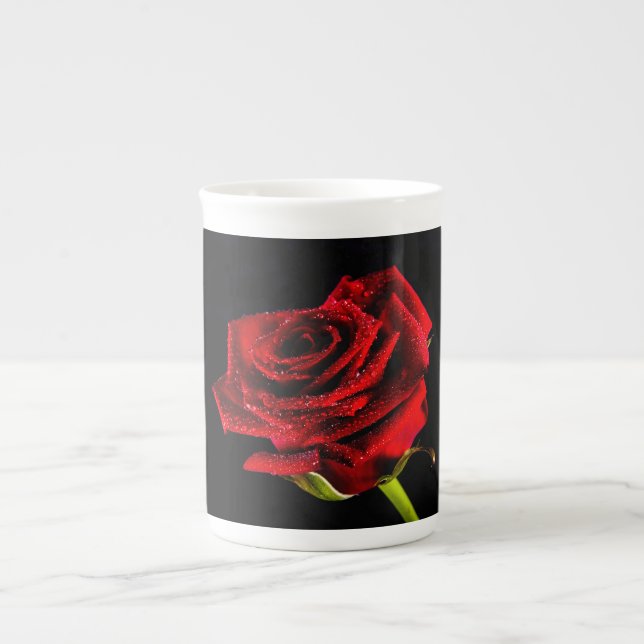 Schöne rote Rose Prozellantasse (Vorderseite)