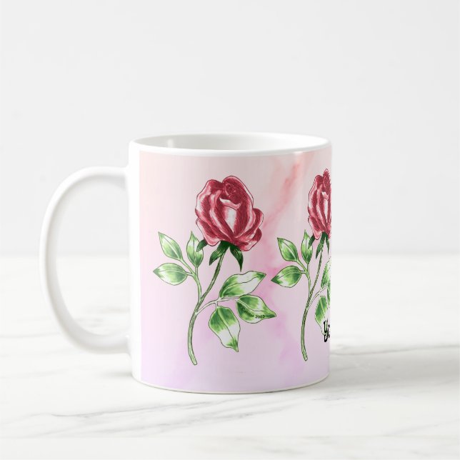Schöne Rote Rose Tasse (Links)