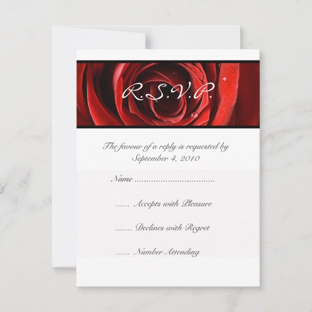 Schöne Rote Rose Wedding RSVP (Vorderseite)