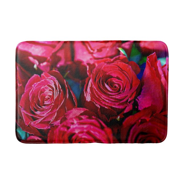 Schöne Rote Rosen Badematte (Vorderseite)