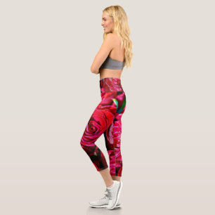 Schöne Rote Rosen Capri Leggings