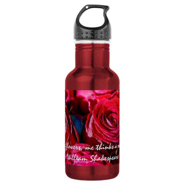 Schöne Rote Rosen Edelstahlflasche (Vorderseite)