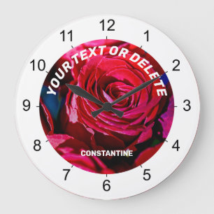 Schöne Rote Rosen Große Wanduhr
