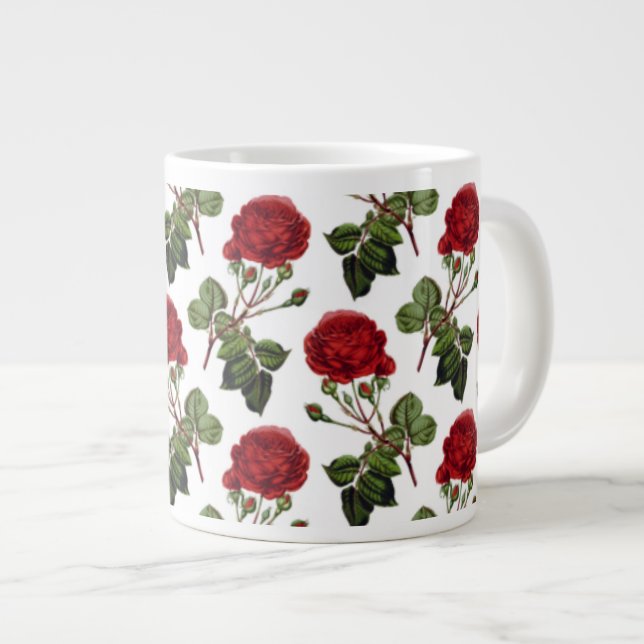 Schöne Rote Rosen Jumbo-Tasse (Vorderseite Rechts)