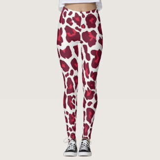 Schöne Rote Rosen Leopard Tiermuster Leggings