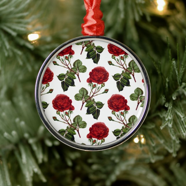 Schöne Rote Rosen Ornament Aus Metall (Baum)