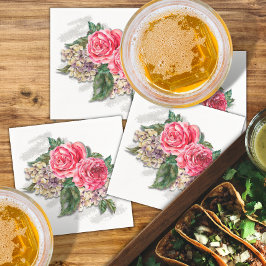 Schöne Rote Rosen Papier Cocktail Napkin Serviette