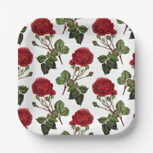 Schöne Rote Rosen Pappteller
