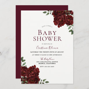 Schöne Rote Rosen Romantische Babydusche Einladung