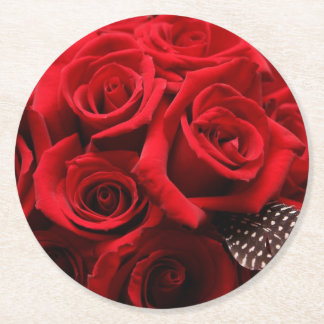 Schöne Rote Rosen Runder Pappuntersetzer