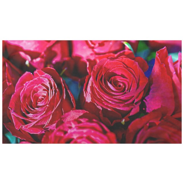 Schöne Rote Rosen Tischdecke (Vorderseite (Horizontal))