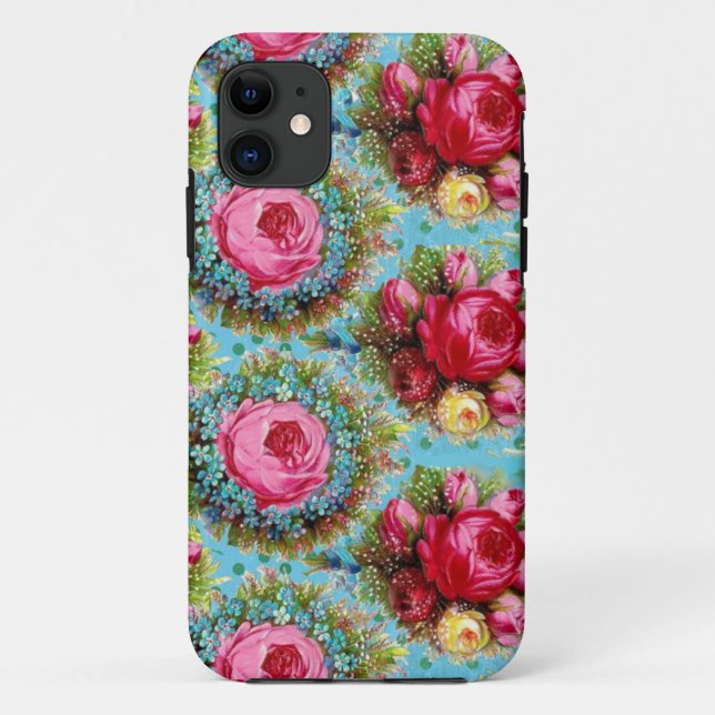 SCHÖNE ROTE ROSEN UND BLUE BLUMEN Case-Mate iPhone HÜLLE (Rückseite)