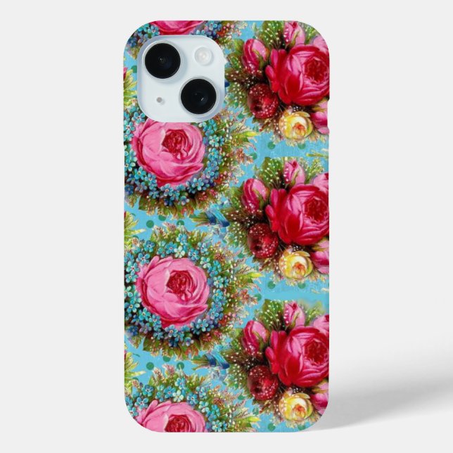 SCHÖNE ROTE ROSEN UND BLUE BLUMEN Case-Mate iPhone HÜLLE (Rückseite)