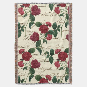 Schöne Rote Rosen und klassische Vintage Handschri Decke