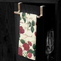 Schöne Rote Rosen und klassische Vintage Handschri