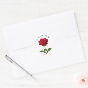 Schöne rote Rosenblume romantischer Brauch Runder Aufkleber
