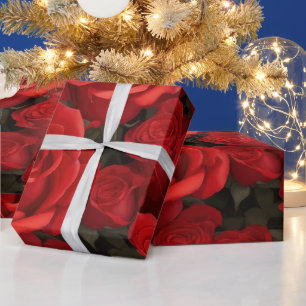 Schöne rote Rosenblumen Geschenkpapier