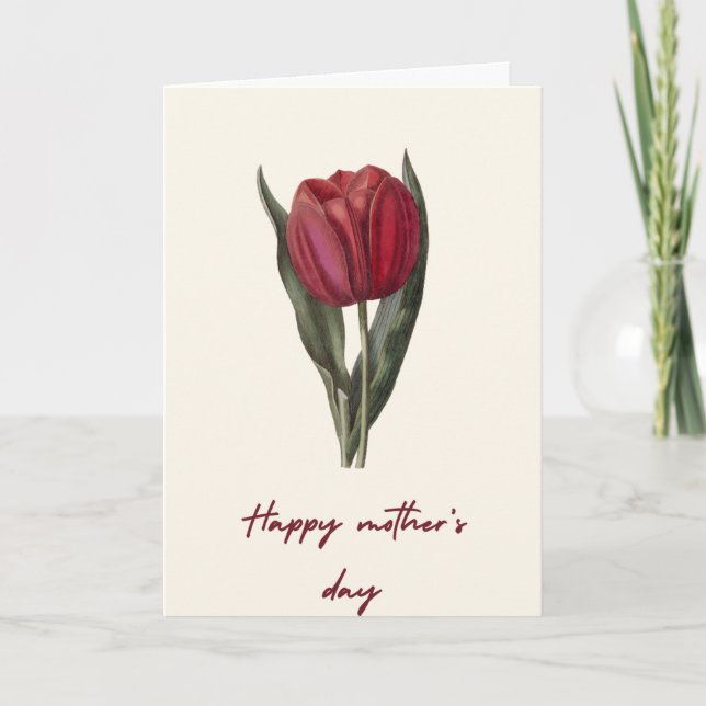 Schöne rote Tulpe Muttertagskarte Karte (Vorderseite)