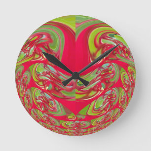 Schöne rote und grüne Textur Farb Abstract Art Runde Wanduhr