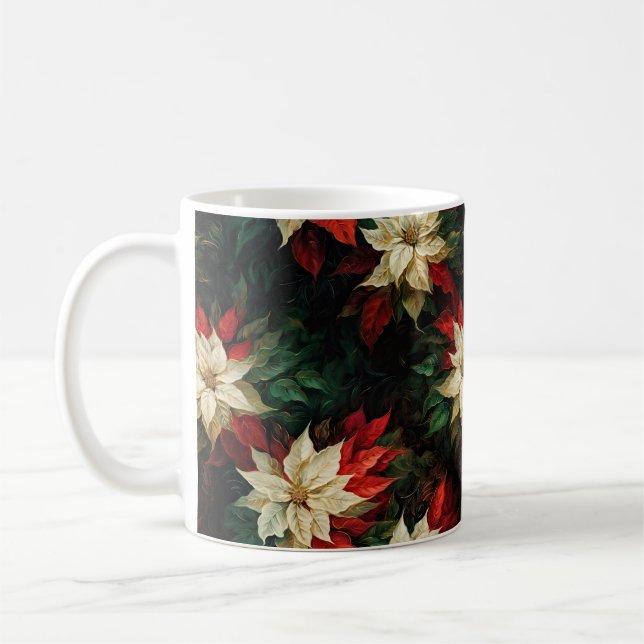 Schöne rote und weiße Poinsettias Kaffeetasse (Links)