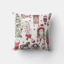 Schöne rote Wasserfarbe Weihnachtshandgemalt Kissen