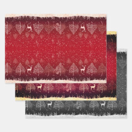 Schöne rote Weihnachten Geschenkpapier Set