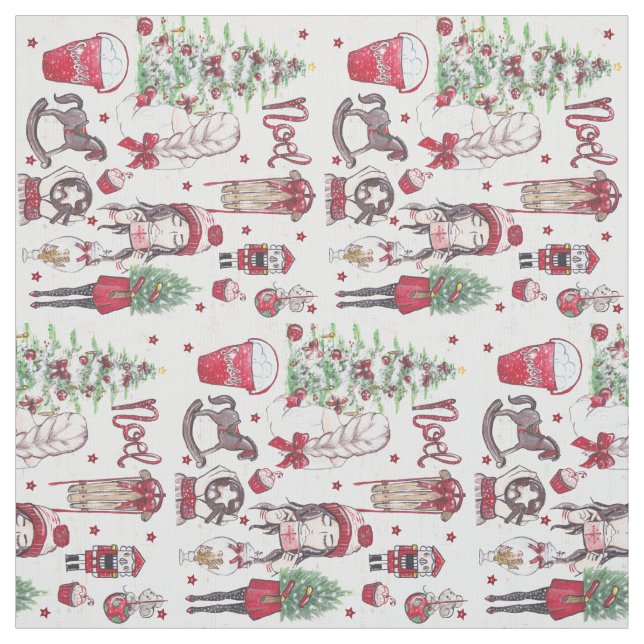 Schöne Rote Weihnachtselemente Stoff (Muster)