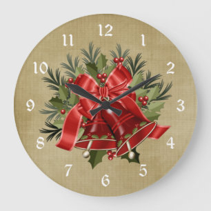 Schöne rote Weihnachtsglocken-Uhr für die Feiertag Große Wanduhr