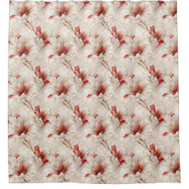 Schöne Rote Weiße Blüte Duschvorhang