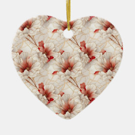 Schöne Rote Weiße Blüte Keramik Ornament