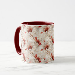 Schöne Rote Weiße Blüte Tasse
