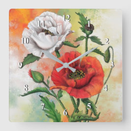 Schöne rote Weißkuchen - Malerei Art Quadratische Wanduhr