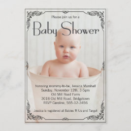Schöne rustikale Babydusche Einladung