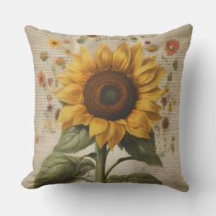 Schöne rustikale Blüten-Sonnenblume-Tissue-Papier Kissen