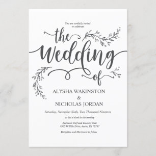 Schöne rustikale Einladungskarte für Hochzeiten Einladung