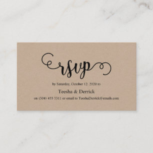 Schöne rustikale, elegante schwarze Kraft, Wedding Begleitkarte