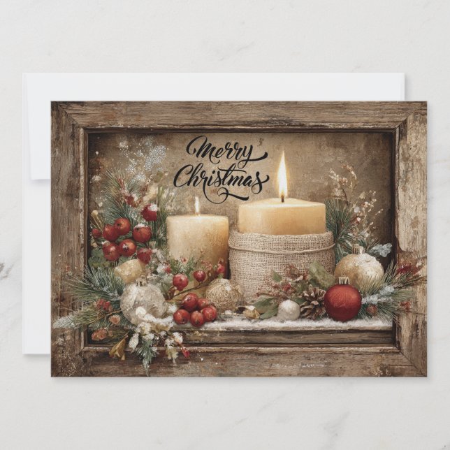 Schöne rustikale Frohe Weihnachtsgrüße Karte  (Vorderseite)