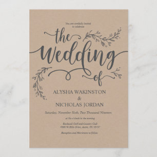 Schöne rustikale Hochzeits-Einladungs-Karte Einladung
