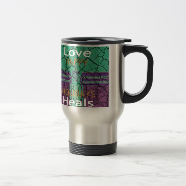 Schöne rustikale Liebe aus gekracktem Schlamm heil Reisebecher (Rechts)