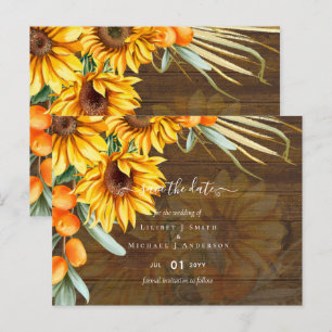 Schöne rustikale Sonnenblumen Pampas Grass Wedding Postkarte