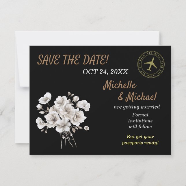 Schöne rustikale weiße Blume Save the Date Mitteilungskarte (Vorderseite)