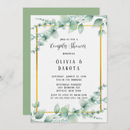Schöne Sage Green Greenerity Gold Couples Dusche Einladung