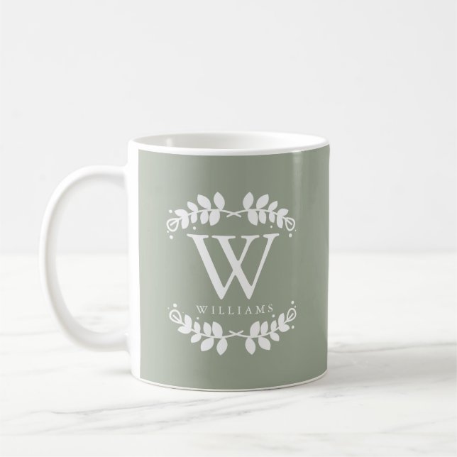 Schöne Sage Green Monogram Kaffeetasse (Links)