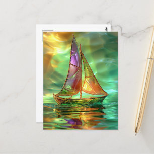 Schöne Sailboat-Kunstwerke, künstliche Intelligenz Postkarte