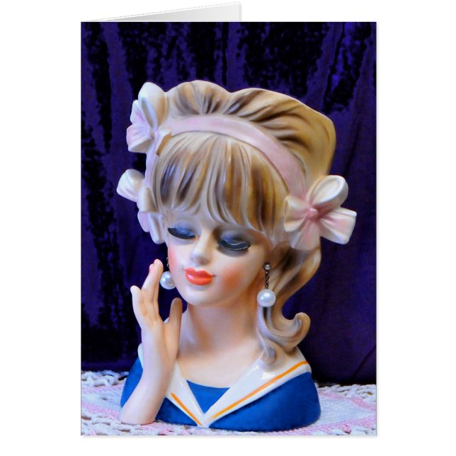 Schöne Sailor Girl Head Vase Doll Pink Bows (Vorne)