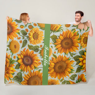 Schöne Sammlung moderner Sonnenblumen Fleecedecke