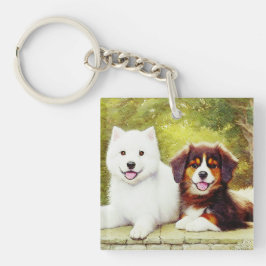 Schöne Samoyed & English Shepherds Schlüsselanhänger