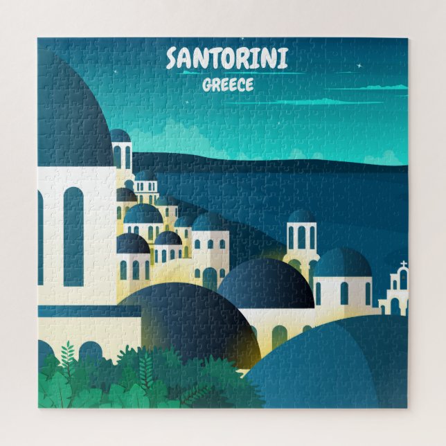 Schöne Santorin am Abend Griechenland Puzzle (Vertikal)