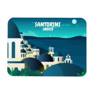 Schöne Santorin am Night Griechenland Foto Magnet