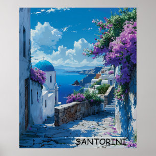 Schöne Santorini Griechenland Blick auf den Ozean Poster